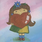 Алмазная мозаика MAZARI Открытка своими руками Девочка с сердечком, 15х15 см, ОПП-упаковка