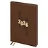 Ежедневник дат. 2026г. А5 176л "Замша" коричневый, кожзам, мягк. переплет, тисн. фольгой, блинт.тиснение, офсет, справ.мат-лы, 2 ляссе, инд.уп - 2