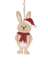 Новогоднее подвесное украшение Зайчик в шарфике (12,5х7) (дерево)