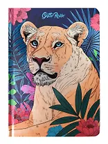 Книга для записей А5 128л кл. "ДИКИЕ КОШКИ. ЛЬВИЦА" 7БЦ, выб.лак, скругл.углы