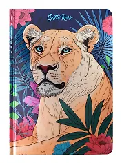 Книга для записей А5 128л кл. "ДИКИЕ КОШКИ. ЛЬВИЦА" 7БЦ, выб.лак, скругл.углы