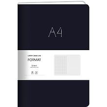 Книга для записей А4 80л лин. "Format" черн.иск.кожа, интегр.переплет, тиснение фольгой, скругл.углы, инд.уп.