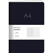 Книга для записей А4 80л лин. "Format" черн.иск.кожа, интегр.переплет, тиснение фольгой, скругл.углы, инд.уп.