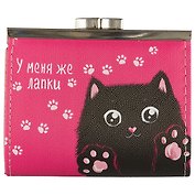 Кошелек с застёжкой У меня же лапки (чёрный котик) (PU) (10×9) (12-11592-ZY-1)