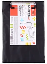 Планшет A5 черный картон 2,5мм, покрытие ПВХ 150мкм, ширина прижима 10см, инд.уп.