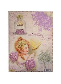 Декупажная карта Девочка с фиалкой (S-165) (упаковка)