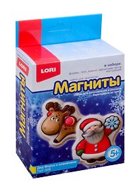Набор для творчества Lori. Магниты из гипса «Дед Мороз с оленёнком»