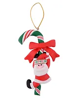 Новогоднее подвесное украшение Дед Мороз с леденцом (полимерная глина) (11х5)