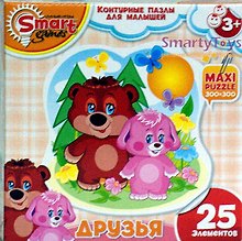 Контурный пазл «Друзья Медведь и Кролик» 25 элементов, Smart Games