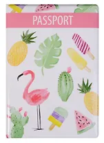 Обложка для паспорта Фламинго, кактусы, ананасы (ПВХ бокс) (ОП2018-181)