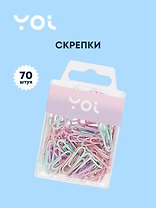 Скрепки 25 мм 70 штук винил, пастельные, круглые, Yoi