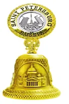 Колокольчик 3-вида, рельефный, фигурная вставка (цвет серебро) "Мосты" цвет золото