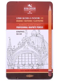 Карандаши чернографитные. 12 штук. 5В-5Н. Graphic. KOH-I-NOOR, (Art collection). 1502/III 43177