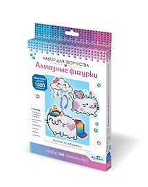 Набор для творчества Origami. Набор алмазных фигурок с магнитом и ленточкой «Котики на облачке»