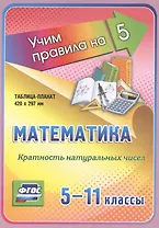 Математика. Кратность натуральных чисел. 5-11 классы. Таблица-плакат