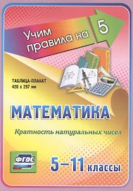 Математика. Кратность натуральных чисел. 5-11 классы. Таблица-плакат