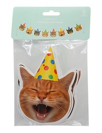 Гирлянда-растяжка Коты в колпаках (картон) (11х200)