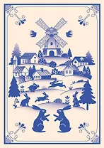 Блокнот Жили-были. Гжель «Зайчики» (формат А5, 144 стр., блинтовое тиснение, тонированный блок)