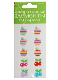 Декоративные элементы из акрила Набор №12 «Яблоко и вишня», Hobby Time, 10 штук