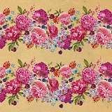 Бумага подарочная, крафт, Феникс, Пионы, 100*70см, 80г/м2