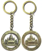 Сувенир, АКМ, Брелок, металлический, "Исаакий", рельеф, цвет бронза