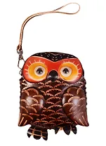 Кошелек разноцветный Сова (кожа) (11х10) (Маслов)