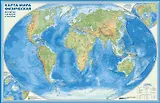 Настенная карта мира физическая (1:32 500 000) (Кр778п) (ламин.) (упаковка)