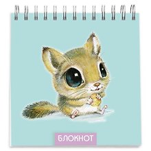 Блокнот, 60л. А6 (140*140мм), клетка, Белочка полноцветная обложка, на спирали 48071