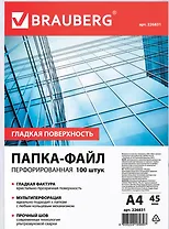 Папка-вкладыш А4 100шт перфорированные, гладкие, 45мкм, BRAUBERG