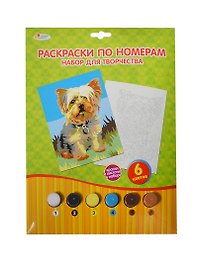 Набор Раскраски по номерам Щенок (PBN6034-1) (173941) (основа+краски-6 цв.+кисть) (Играем вместе) (конверт) (в кор. 3х24шт)