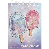 Блокнот А7 40л кл. "СЛАДОСТИ" гребень, выб.УФ-лак, глиттер - 0