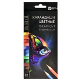 Карандаши цветные 12цв "ГРАДИЕНТ" двуцветн.грифель, к/к, подвес, Феникс+