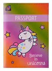 Обложка на паспорт «Единорог. Believe in unicorns», кожа
