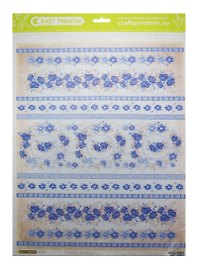 Рисовая бумага для декупажа Craft Premier Синие цветы (CPD0563) (А3) (25г/м) (упаковка)