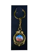 Брелок-якорь-тросик металл вставка цветная"Москва. Коллаж.-Москва. Храм Василия Блаженного фото."цв.золото 18к (121G18K-20-19)