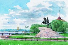 Постер Виды Санкт-Петербурга Медный всадник. Площадь Декабристов м/ф ХА60-015