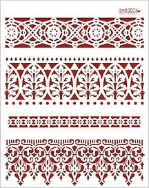 Трафарет пластиковый многоразовый Кружевные бордюры (20х25) (К-08)