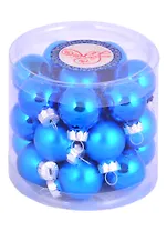 Набор маленьких елочных шариков в тубусе (синие) (стекло) (2,5 см) (24 шт)