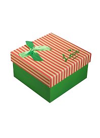 Коробка подарочная 11*11*6,5см, декор. бант, полоска, зеленая, картон, Хансибэг