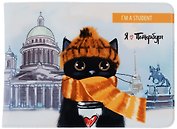 Обложка для студенческого СПб Котик в шарфе и шапке