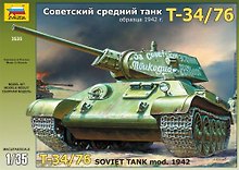 Сборная модель «Советский средний танк Т-34/76 (обр. 1942 г)», ZVEZDA (3535)
