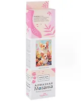 Алмазное панно на подвесе. Цветочные корги. 30х50 см.