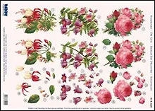 Аппликация бумажная вырубная для объемных рисунков (G82094) Розы, фуксия