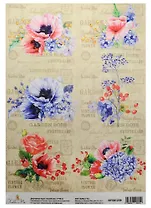 Декупажная карта Синий мак 21*30см