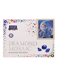 Алмазная мозаика MAZARI Фея с черным котом 30х40 см (рама 33х43см) ,1 дизайн, частичная выкладка, стразы разного размера