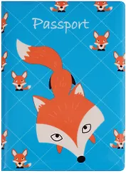 Обложка для паспорта Лиса на синем фоне (ПВХ бокс)