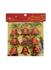 Украшение елочное колокольчики (9шт) (3,5см) красные (547031) (Сима-ленд)