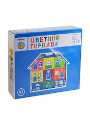 Конструктор Цветной Городок большой (8688-8) (789470) (41дет.) (Томик) (дерево) (3+) (коробка)