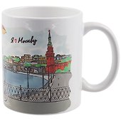 Кружка Москва Девушка с зонтиком на велосипеде (керамика) (330мл) (коробка) - 0