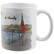 Кружка Москва Девушка с зонтиком на велосипеде (керамика) (330мл) (коробка)